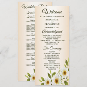 Programme Cadre Doré Rustique Fleurs Blanches Mariage Péché