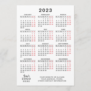 Programme Calendrier 2023 Pleine année Blanc Noir Rouge Mini