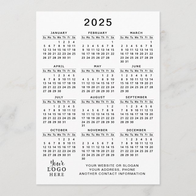 Programme Calendrier 2025 Business Logo Blanc Noir Minimal (Devant)