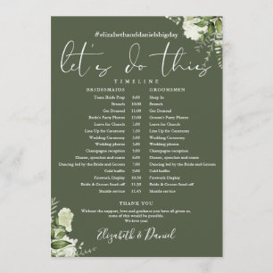 Programme Calendrier de mariage à la verdure vert olive