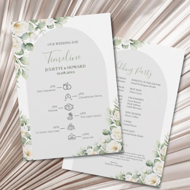 Programme Calendrier de mariage botanique floral vert Végéta (Créateur téléchargé)