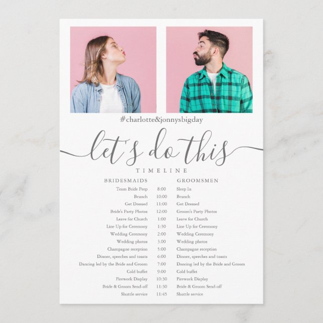 Programme Calendrier de mariage élégant avec photos (Devant)