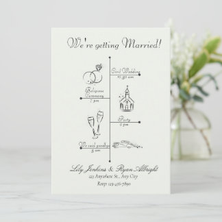 Programme Calendrier de mariage minimaliste noir et blanc