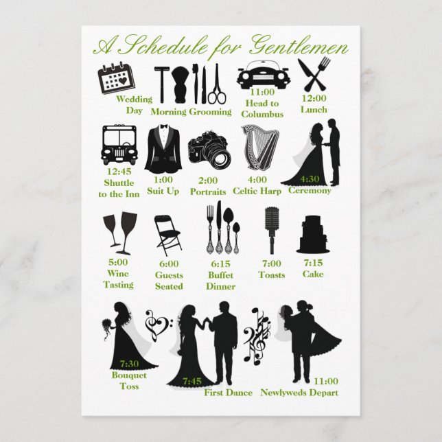Programme Calendrier de Mariage pour Garçons d'Honneur (Devant)