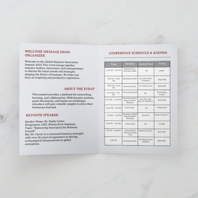 Programme Calendrier des événements ou des réunions professi (Intérieur)