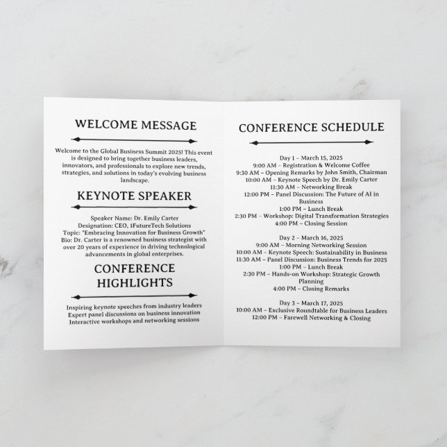 Programme Calendrier des réunions d'affaires des conférences (Intérieur)