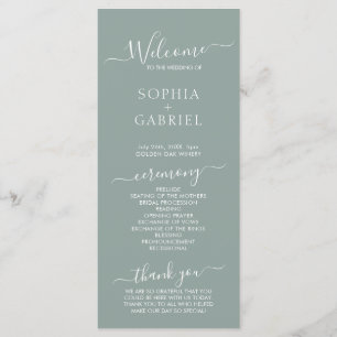Programme Calligraphie Chic Sage Green Cérémonie Mariage