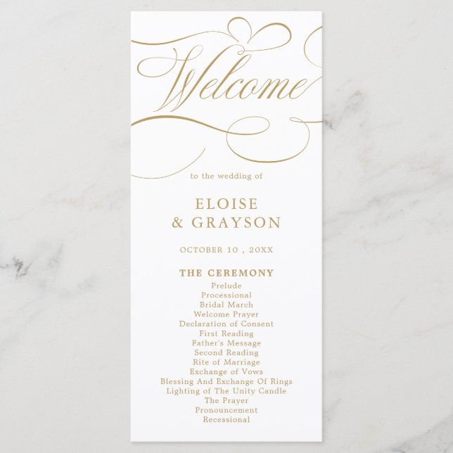 Programme Calligraphie moderne or intemporel et mariage blan (Devant)