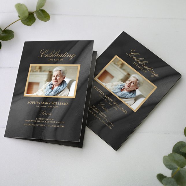 Programme Calligraphie noir et or funéraire |Programme Memor (Créateur téléchargé)