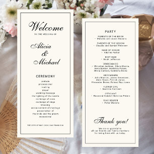 Programme Calligraphie noire élégante classique mariage ivoi