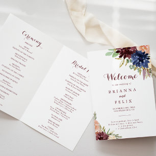 Programme Calligraphie Rustique Feuille or Mariage plié