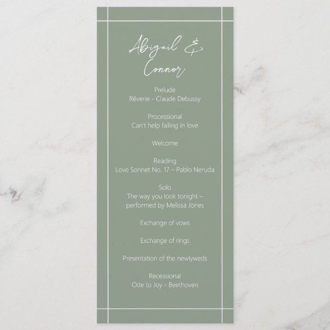 Programme Calligraphie verte simple et moderne (Devant)