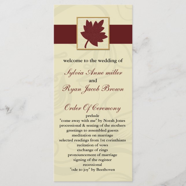 Programme canneberge automne automne automne mariage (Devant)