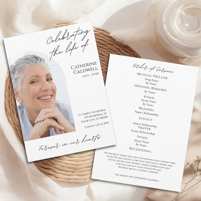 Programme Célébration de la vie de l'arc moderne Photo Funer (Celebrating the Life Of Modern Arch Photo Funeral Program)