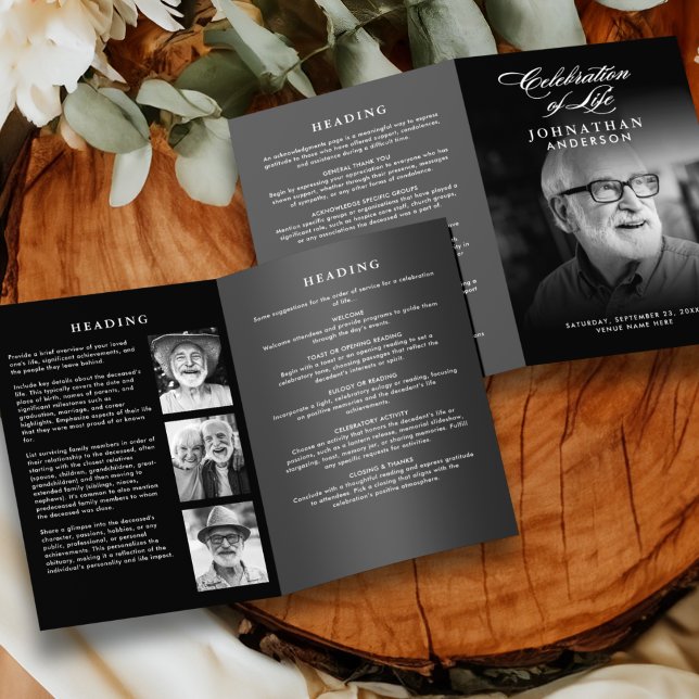 Programme Célébration de la Vie Écriture Élégante 4-Photos F (Créateur téléchargé)