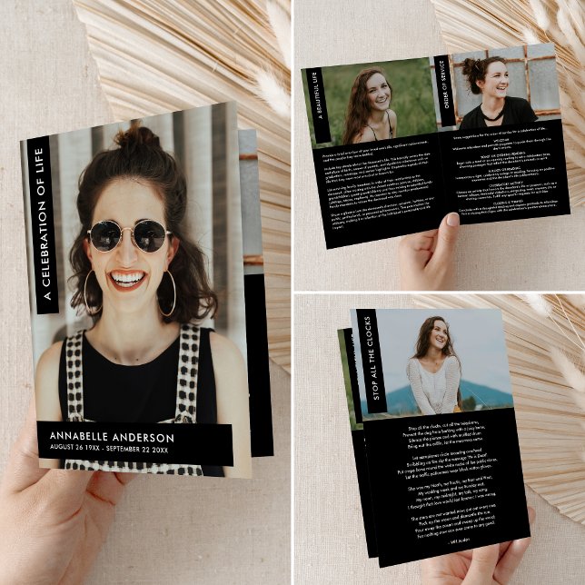 Programme Célébration de la vie Élégant Moderne Pliée Funéra (Créateur téléchargé)