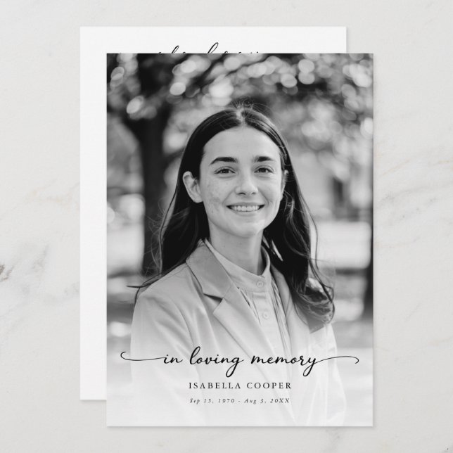 Programme Célébration de la vie Élégante Photo Funérailles c (Devant / Derrière)