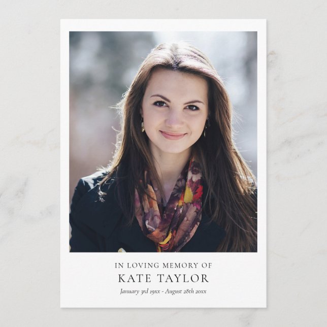 Programme Célébration de la vie en mémoire funéraire de phot (Devant)