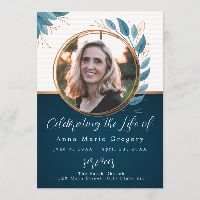 Programme Célébration de la vie Photo de bronze Funérailles  (Devant)