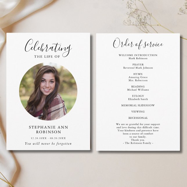 Programme Célébration de la vie Photo Ordre du service (Créateur téléchargé)