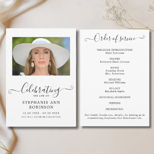 Programme Célébration de la vie Photo Ordre du service