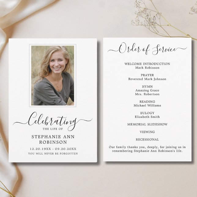 Programme Célébration de la vie Photo Ordre du service (Créateur téléchargé)