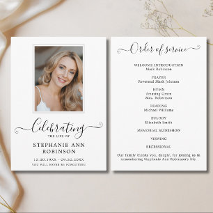 Programme Célébration de la vie Photo Ordre du service