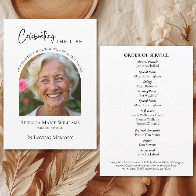 Programme Célébration Moderne De La Vie Photo D'arche Obsèqu (Modern Celebrating The Life Arch Photo Funeral Program)