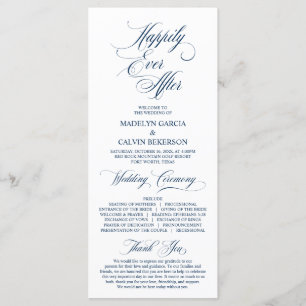 Programme Cérémonie classique de la Navy Blue Script Mariage