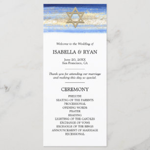 Programme Cérémonie de Bar Mitzvah Blue Gold David Star