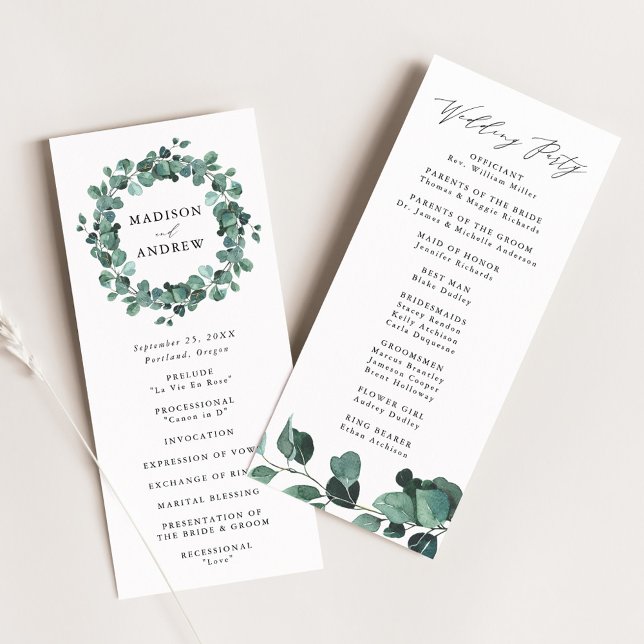 Programme Cérémonie de mariage à la verdure d'eucalyptus mod (Créateur téléchargé)