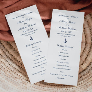 Programme Cérémonie de mariage à l'ancre de la marine nautiq
