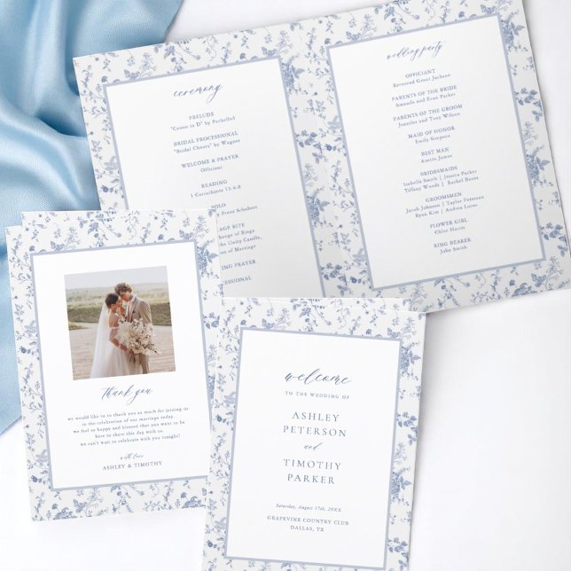 Programme Cérémonie de Mariage bleu bleu de Toile (Créateur téléchargé)