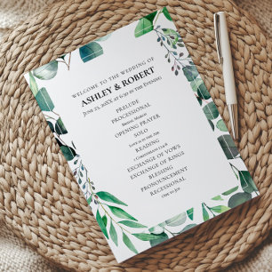 Programme Cérémonie de mariage botanique au jardin d'eucalyp