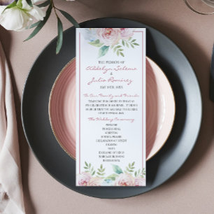 Programme Cérémonie de Mariage d'aquarelle de printemps douc