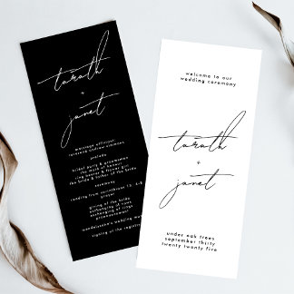 Programme Cérémonie de Mariage de Black White Names