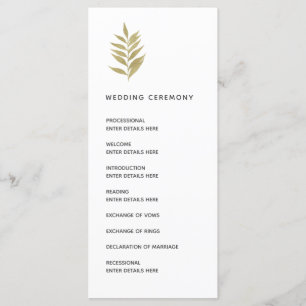 Programme Cérémonie de Mariage de la feuille d'or simple