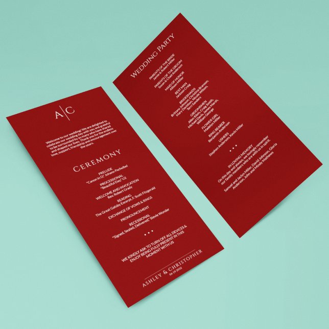 Programme Cérémonie de Mariage de Monogramme rouge de Crimso (Créateur téléchargé)