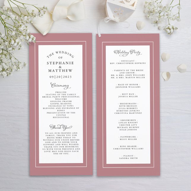Programme Cérémonie de mariage élégante au service Dusty Ros (Créateur téléchargé)