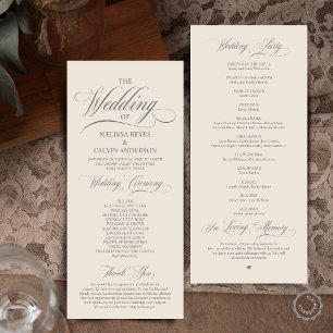 Programme Cérémonie de mariage élégante avec écriture crème