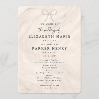 Programme Cérémonie de mariage élégante avec ruban de perle