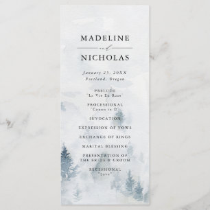 Programme Cérémonie de mariage élégante en forêt hivernale