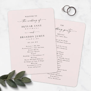 Programme Cérémonie de mariage élégante en porcelaine rose s