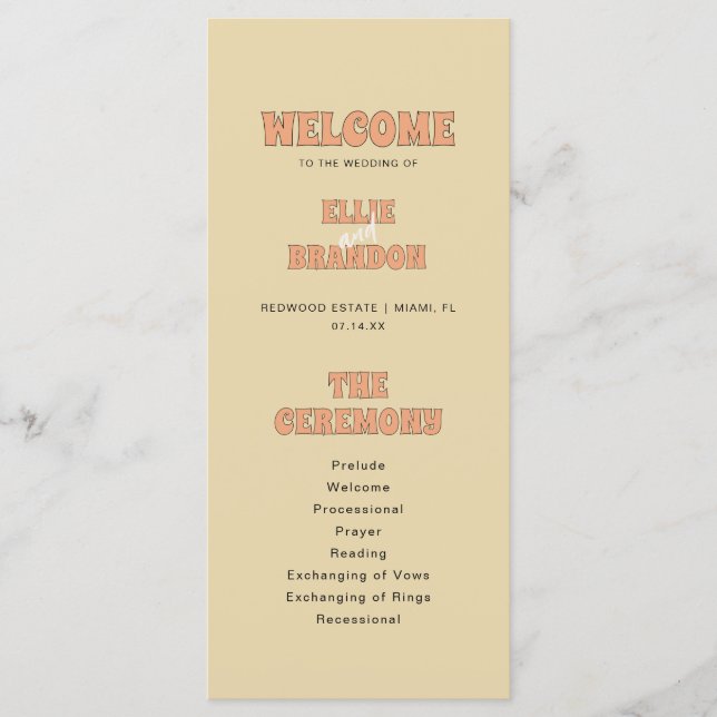 Programme Cérémonie de mariage ELLIE Retro Bold Typography (Devant)