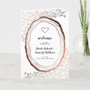 Programme Cérémonie de mariage en feuille de bois rustique a