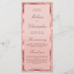Programme Cérémonie de mariage en feuille de papier pailleté