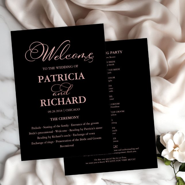 Programme Cérémonie de mariage Ordre de service Élégant prog (Créateur téléchargé)