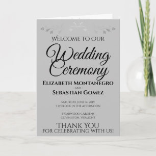 Programme Cérémonie de Mariage simple et chic gris