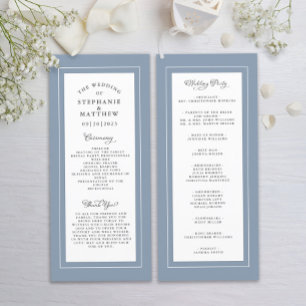 Programme Cérémonie de service Mariage Dusty Blue Elegant
