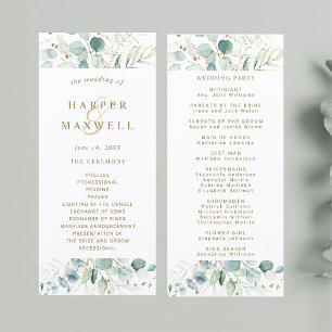 Programme Cérémonie des Mariages botaniques d'or et vert